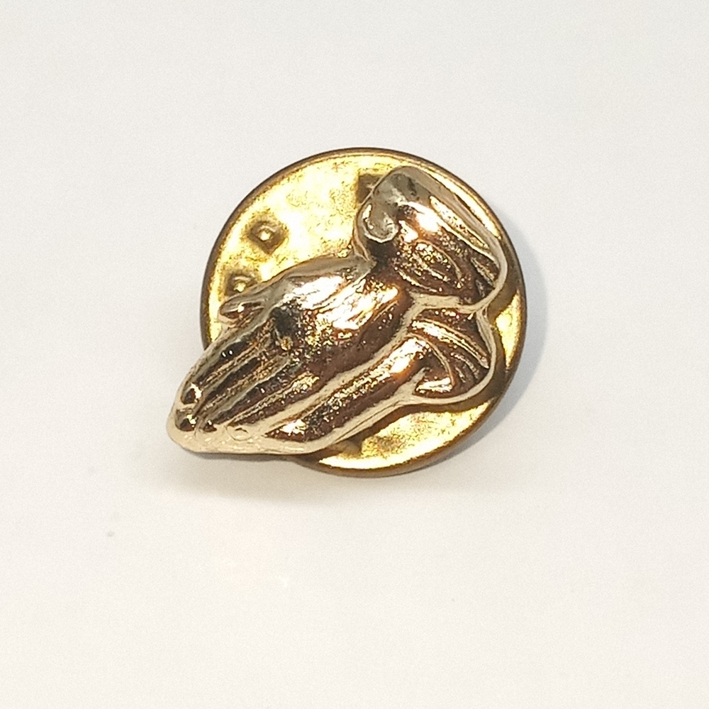 Vintage Gold-Tone Praying Hands Lapel Hat Pin Religious Pinbacks